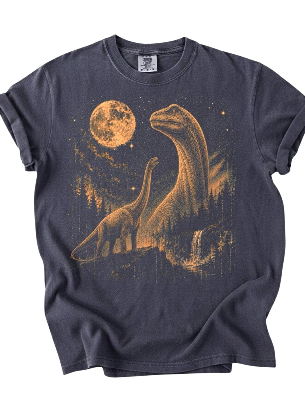 Dinosaur Brachiosaurus Moon Comfort Colors Pepper Graphic Tee
